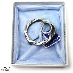 Vintage Prestige Silverclad Circle Pin Brooch Store Stock Original Box - Hey Viv